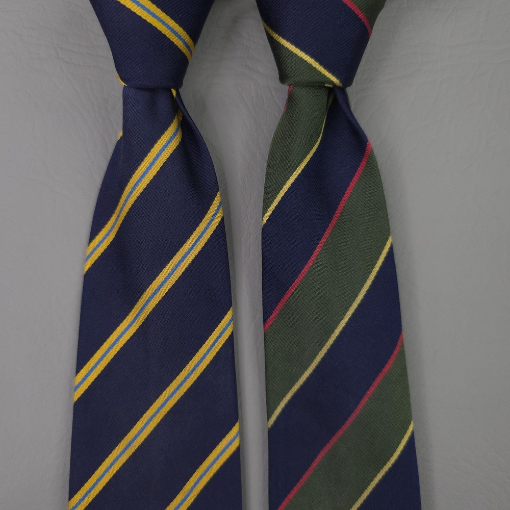 Lands' End Tie Lot Of 2 Mens Long Multicolor Silk Repp Striped Woven Classic